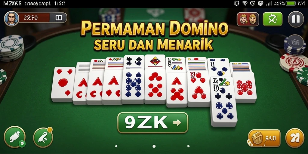 Screenshot gameplay 9ZK menunjukkan keseruan permainan domino.