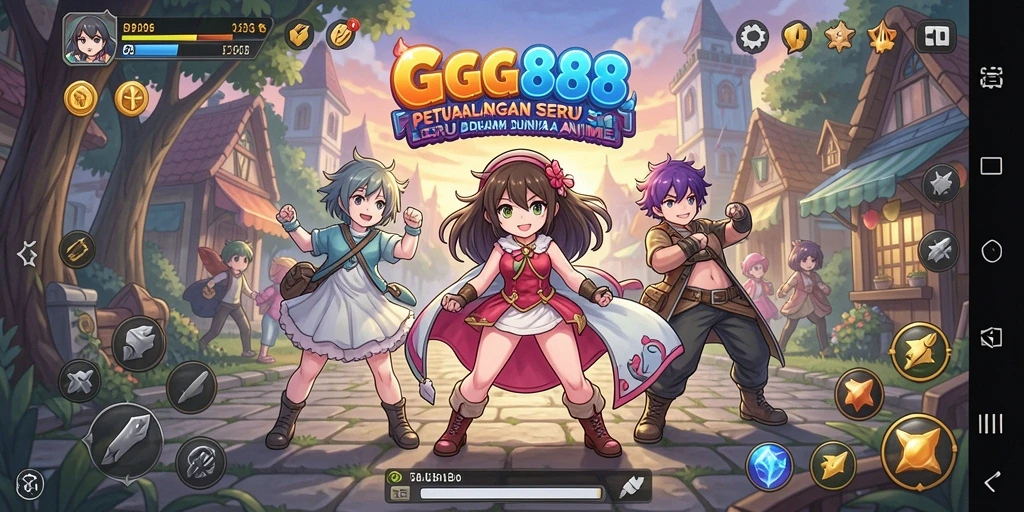 Tampilan gameplay menarik dengan karakter anime yang unik.