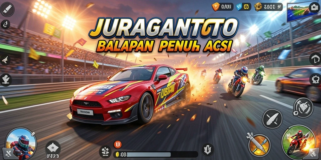 Gambaran gameplay balapan seru di JURAGANTOTO.