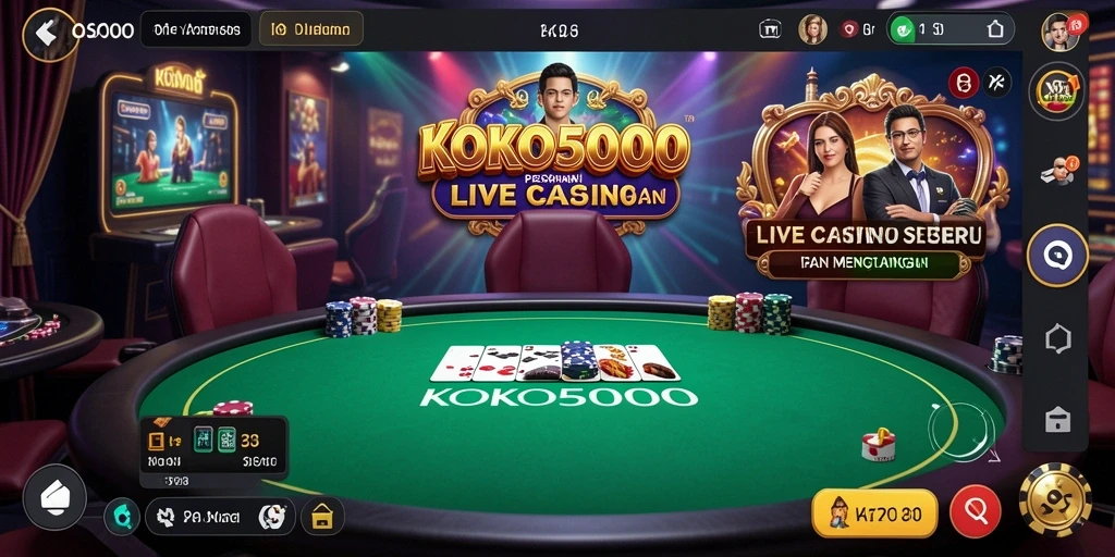 Screenshot menampilkan dealer profesional bermain roulette di KOKO5000.