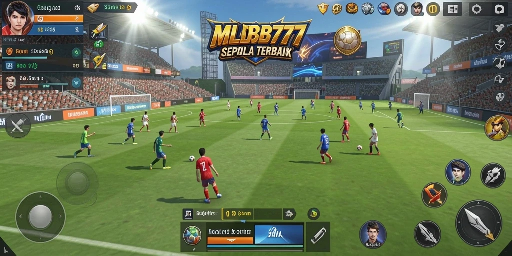 Tampilan gameplay MLBB777 yang mendebarkan di lapangan sepak bola.