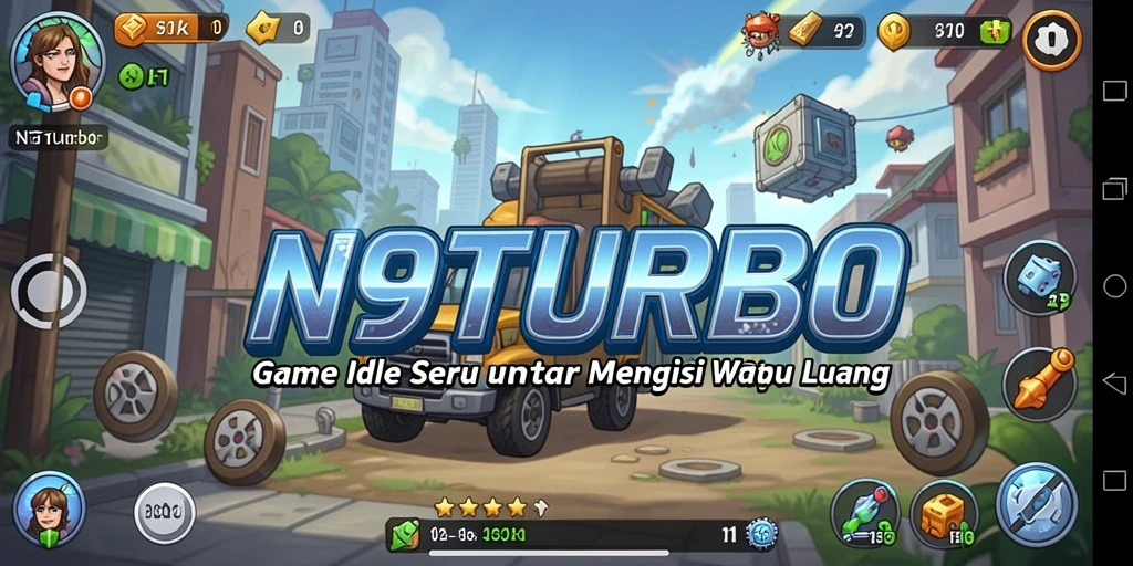 Tampilan gameplay menawan dari N9TURBO dengan karakter yang bergerak aktif.