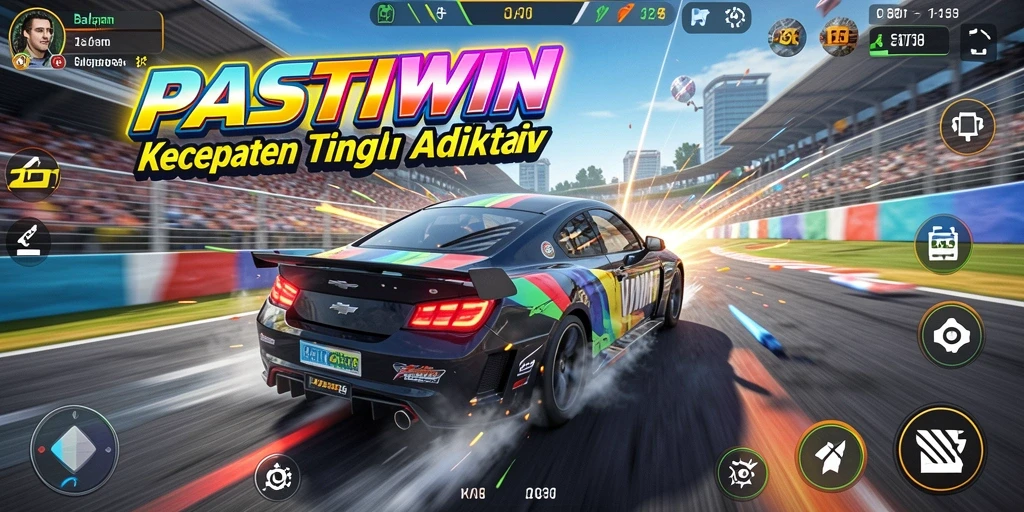 Tampilan mendebarkan dari gameplay Racing PASTIWIN yang seru.