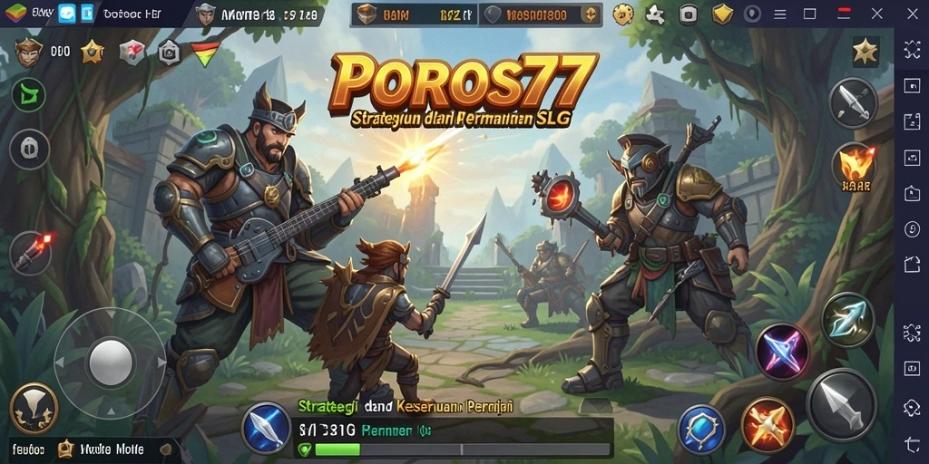 Screenshot POROS77 menampilkan pertempuran strategi yang intens.