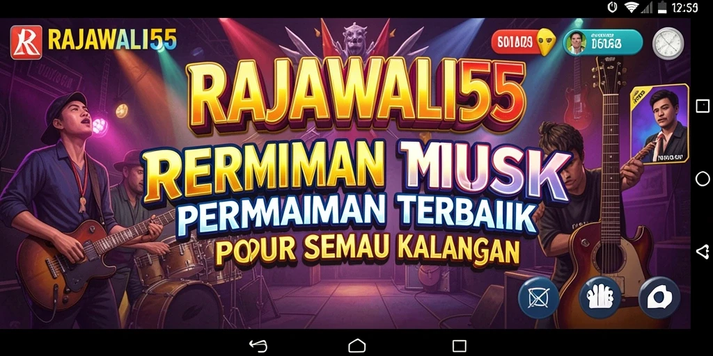 Screenshot gameplay RAJAWALI55 menampilkan antarmuka interaktif dan pilihan lagu.
