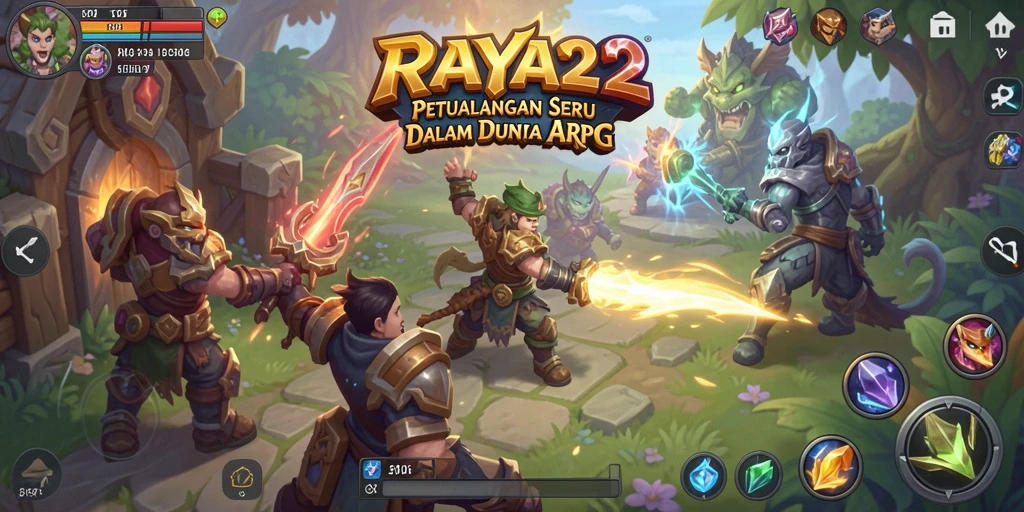 Screenshot gameplay RAYA22 menampilkan aksi pertempuran yang mendebarkan.