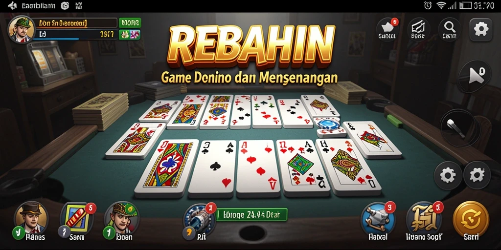 Tangkapan layar gameplay REBAHIN menampilkan suasana domino yang seru.