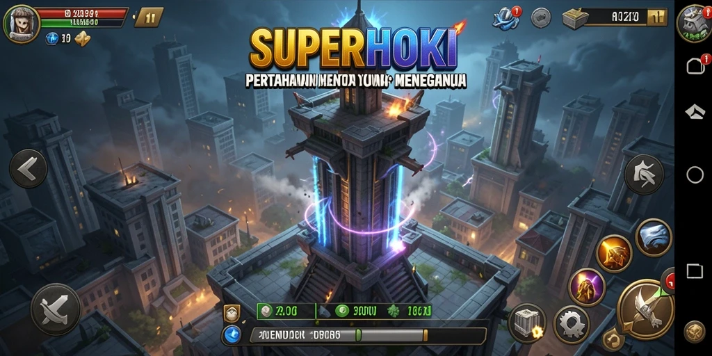 Tampilan screenshot SUPERHOKI menampilkan aksi seru dalam permainan Tower Defense.