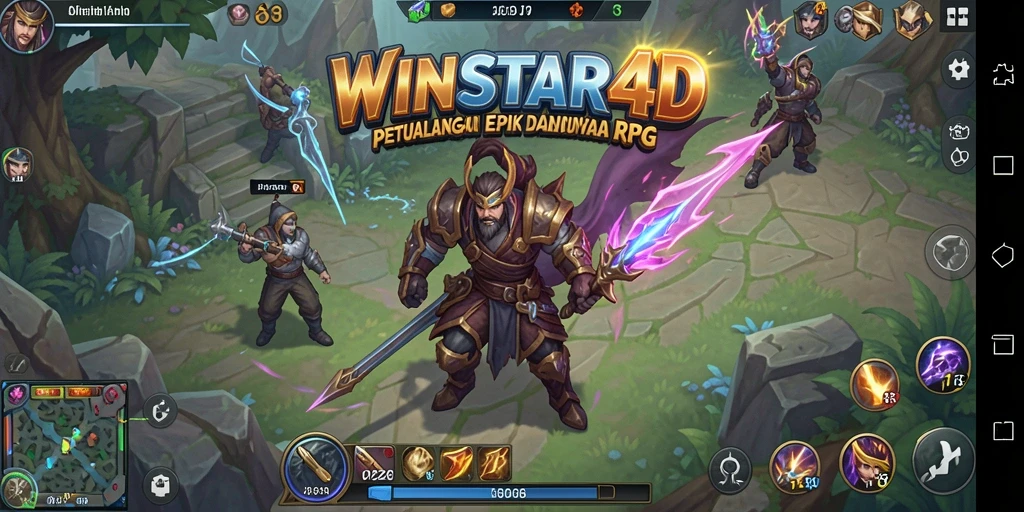 Screenshot dari gameplay WINSTAR4D yang menampilkan aksi pertempuran RPG.
